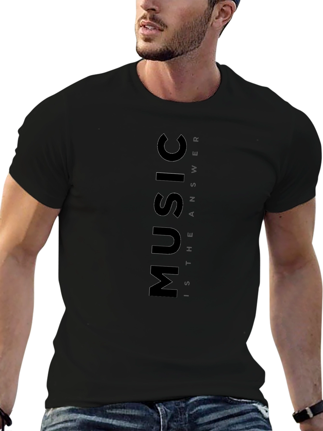 Music is the Answer Black Graphic T-Shirt