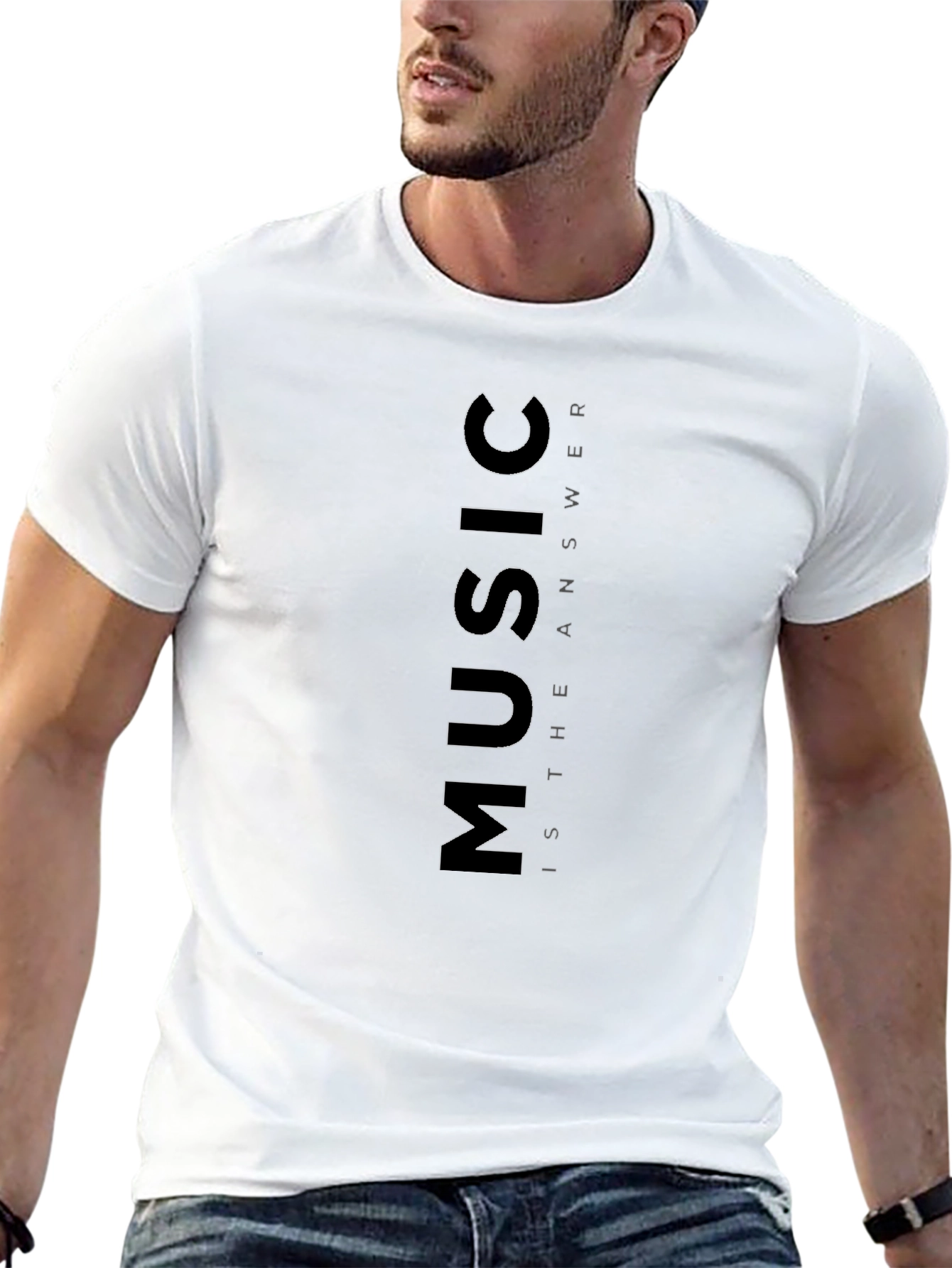 Music is the Answer Black Graphic T-Shirt