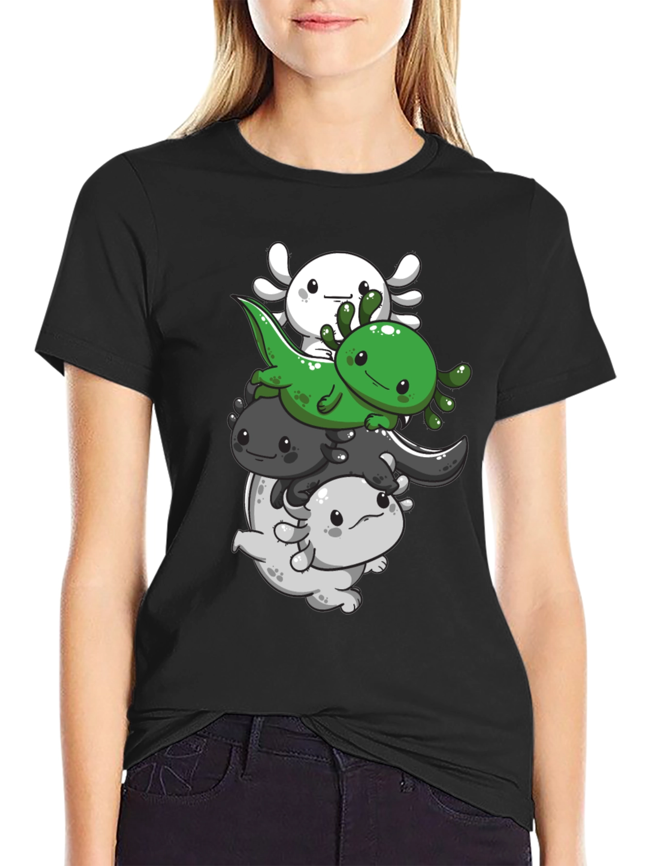 Axolotl Stack T-Shirt - Cute Amphibian Design