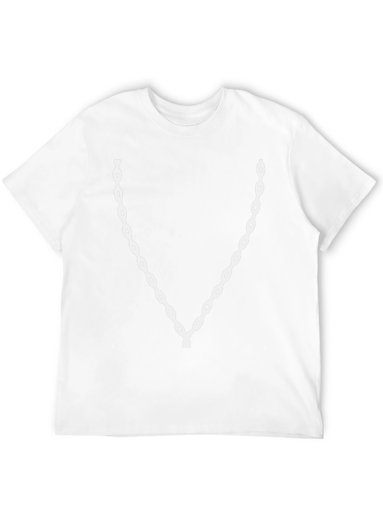 Mens Black T-Shirt with White Chain Design