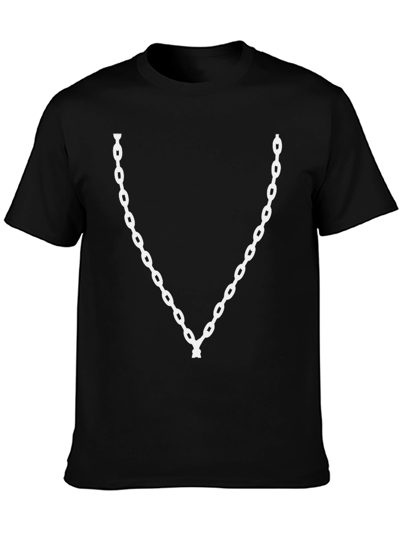 Mens Black T-Shirt with White Chain Design