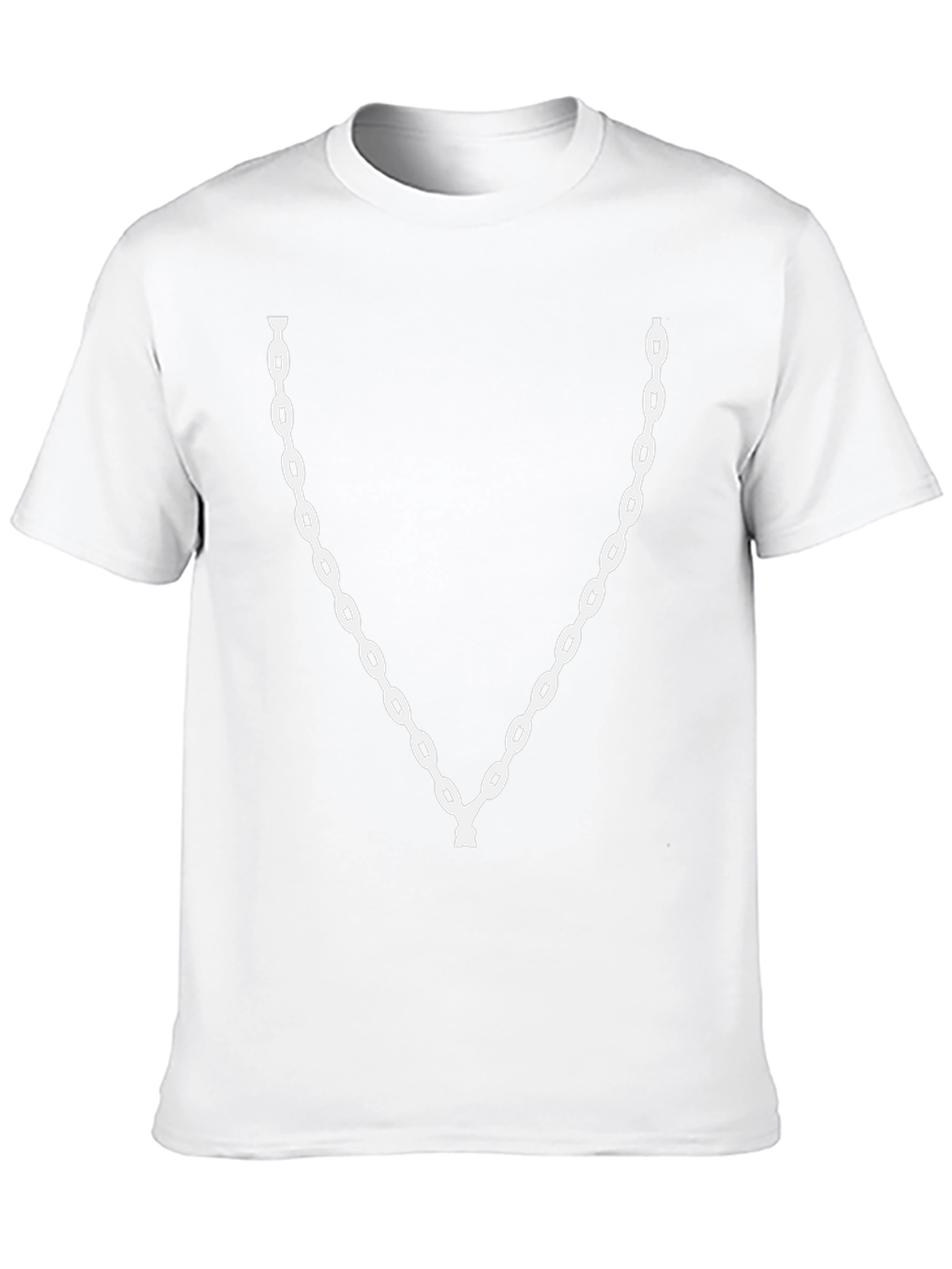 Mens Black T-Shirt with White Chain Design
