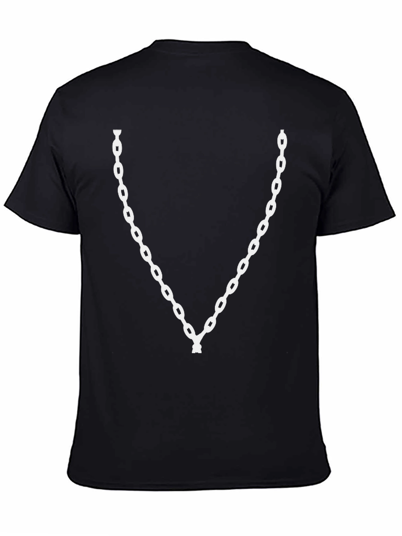 Mens Black T-Shirt with White Chain Design