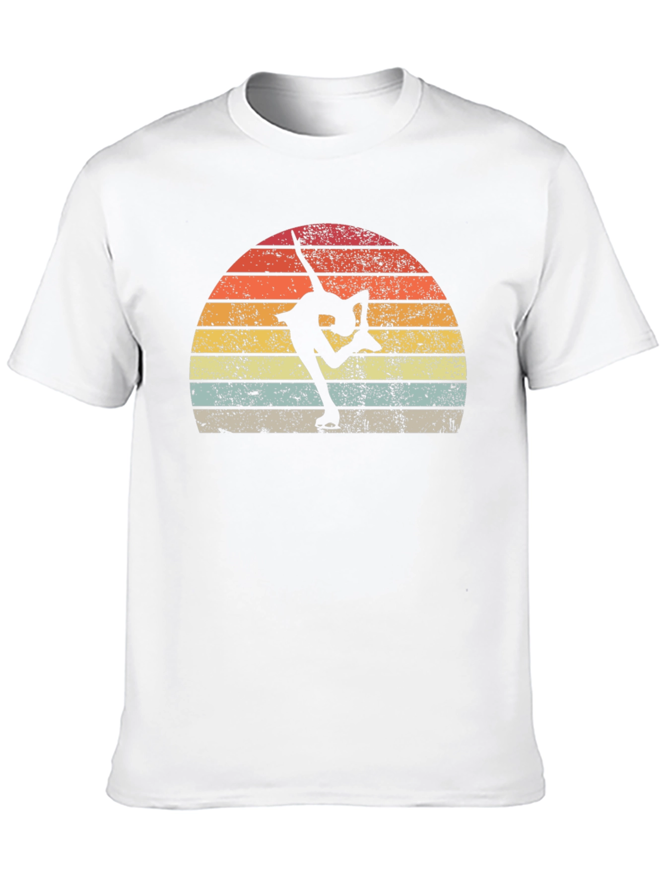 Figure Skating Retro Sunset Graphic T-Shirt