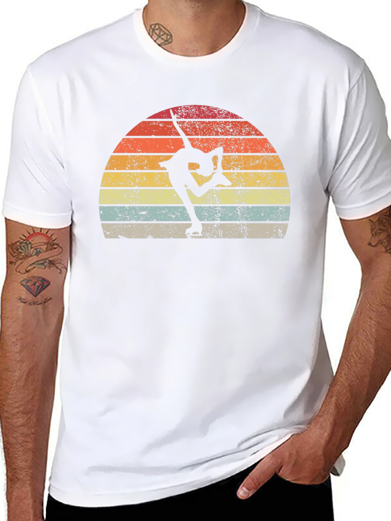 Figure Skating Retro Sunset Graphic T-Shirt