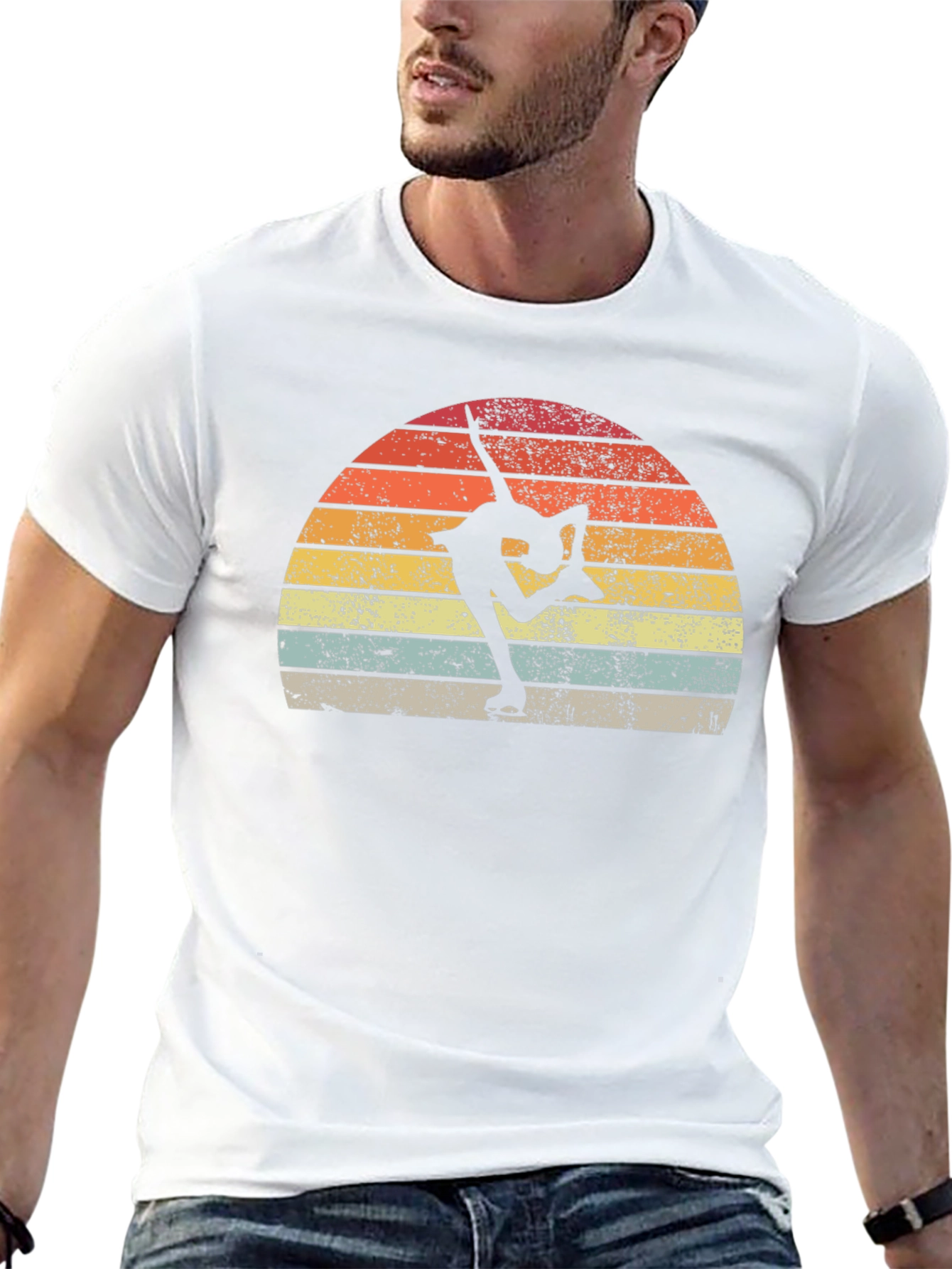 Figure Skating Retro Sunset Graphic T-Shirt