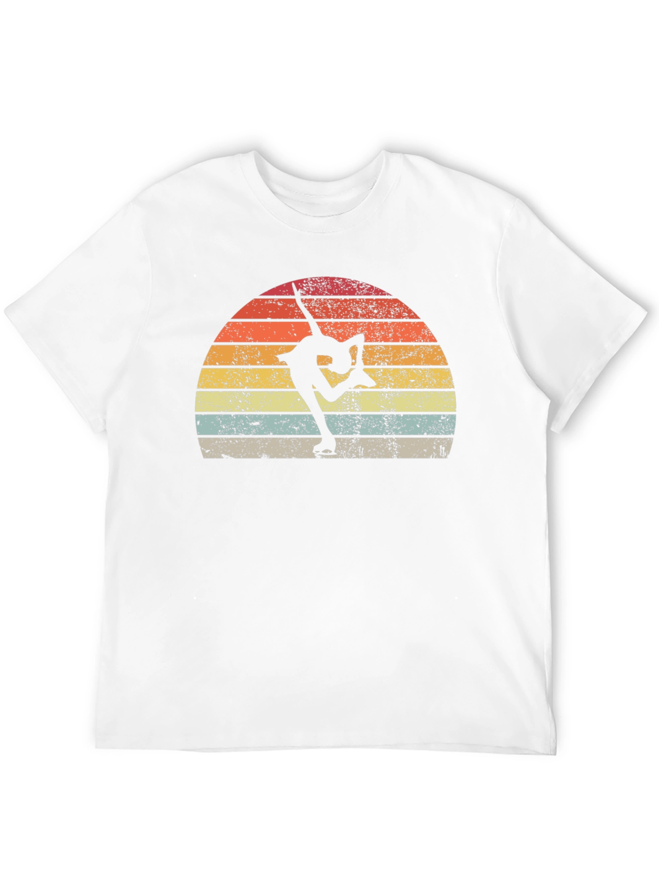 Figure Skating Retro Sunset Graphic T-Shirt