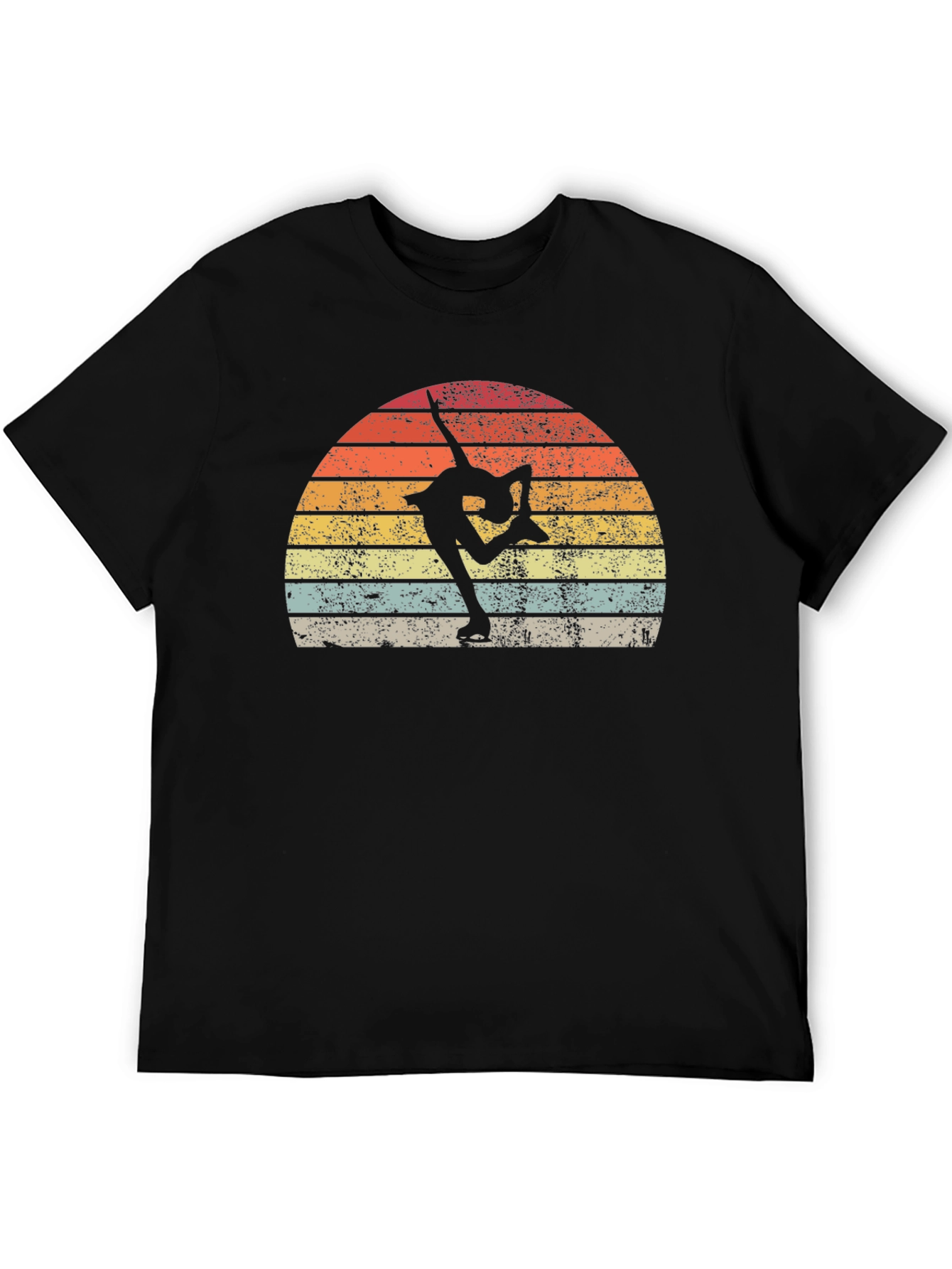 Figure Skating Retro Sunset Graphic T-Shirt
