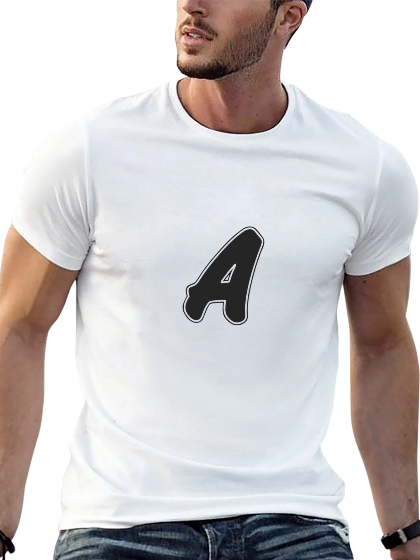Bold A Black T-Shirt: Modern Casual Style
