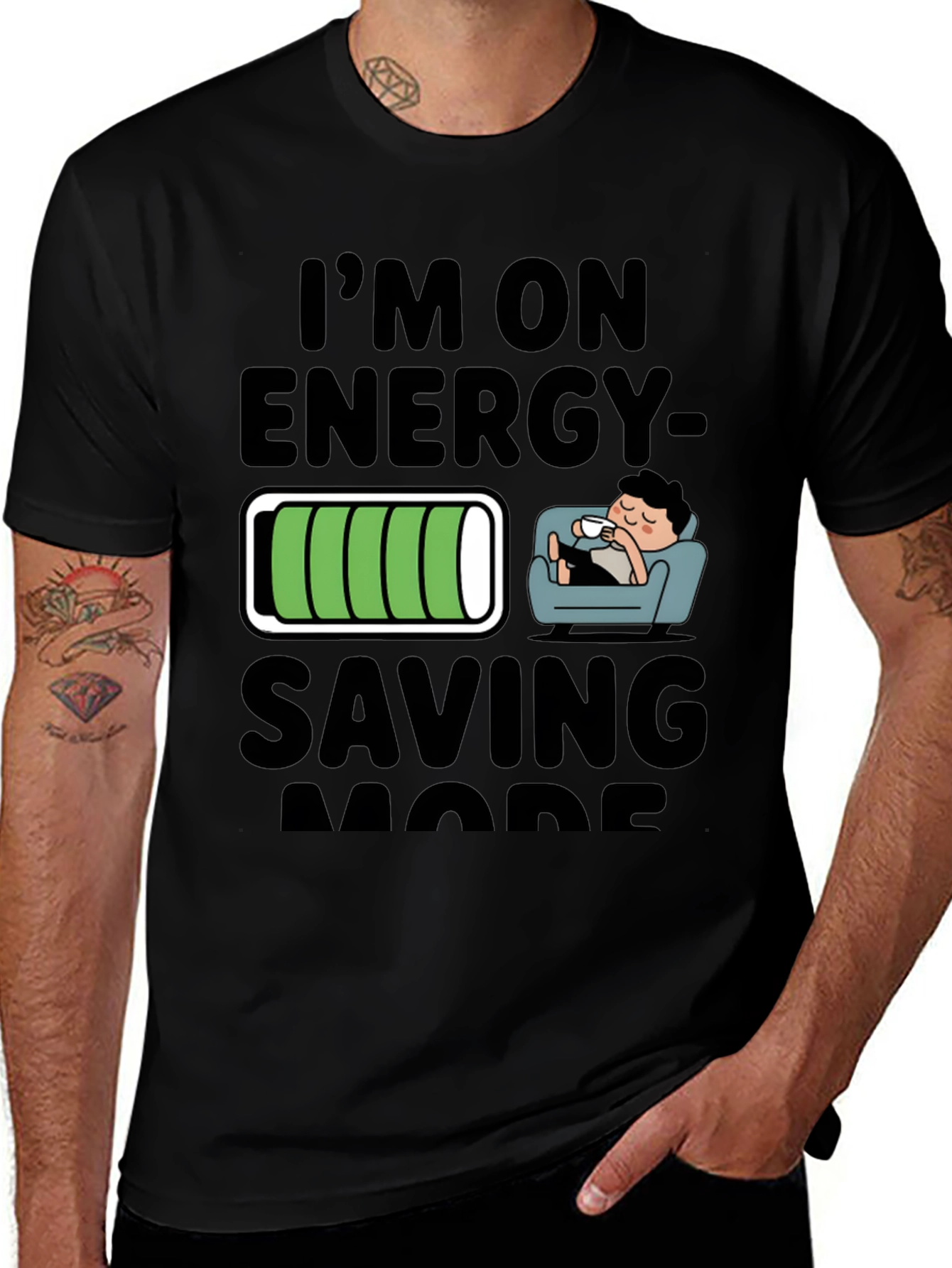 Energy Saving Mode Black T-Shirt