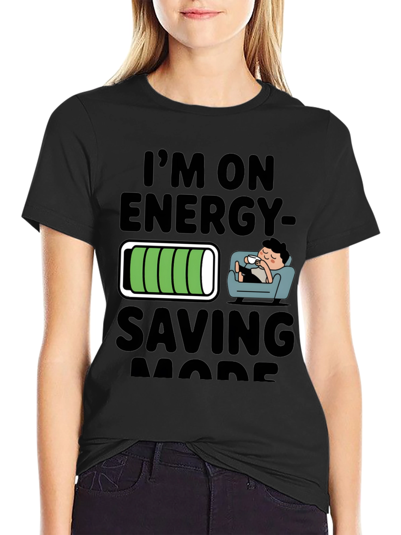 Energy Saving Mode Black T-Shirt