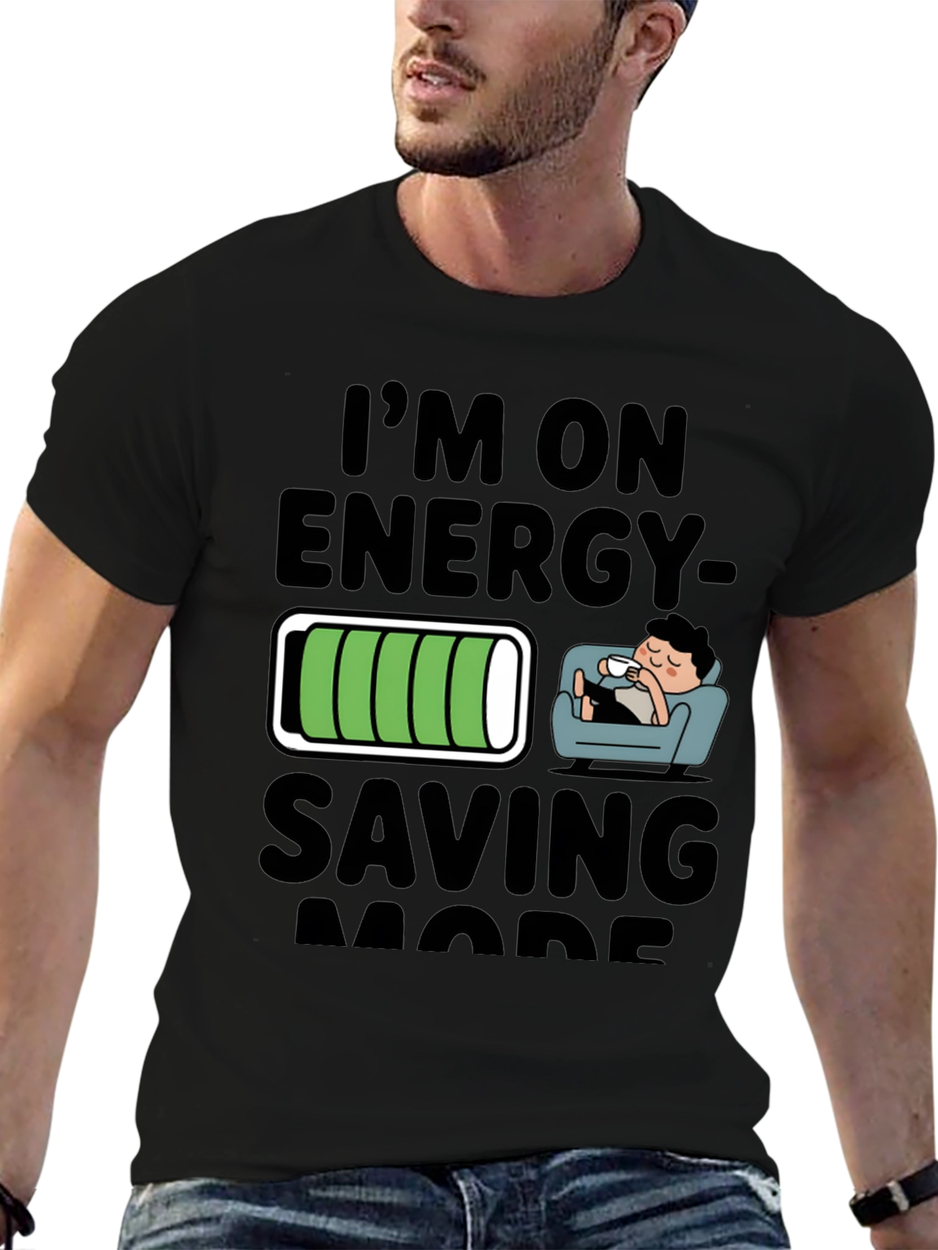 Energy Saving Mode Black T-Shirt