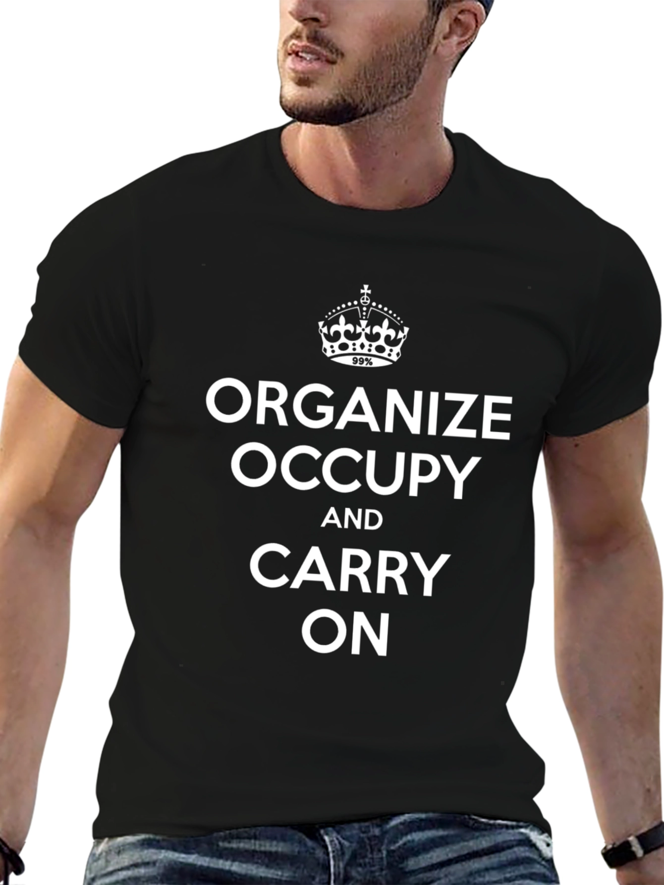 Organize Occupy Carry On Slogan Graphic T-Shirt