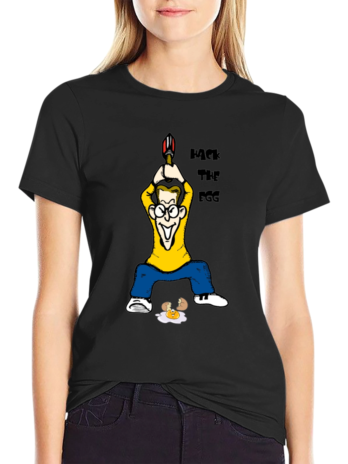 Hack The Egg T-Shirt - Funny Cartoon Design