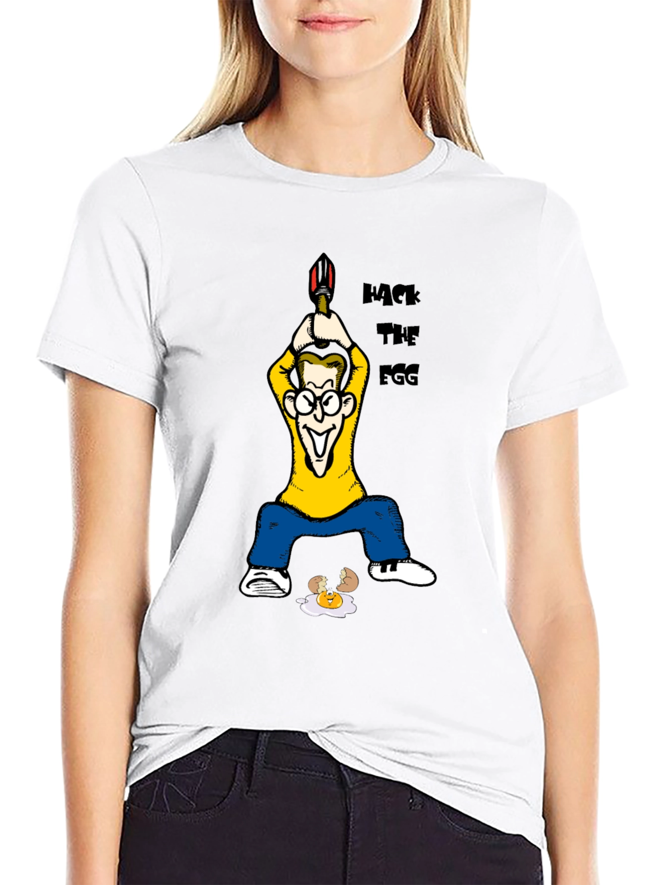 Hack The Egg T-Shirt - Funny Cartoon Design