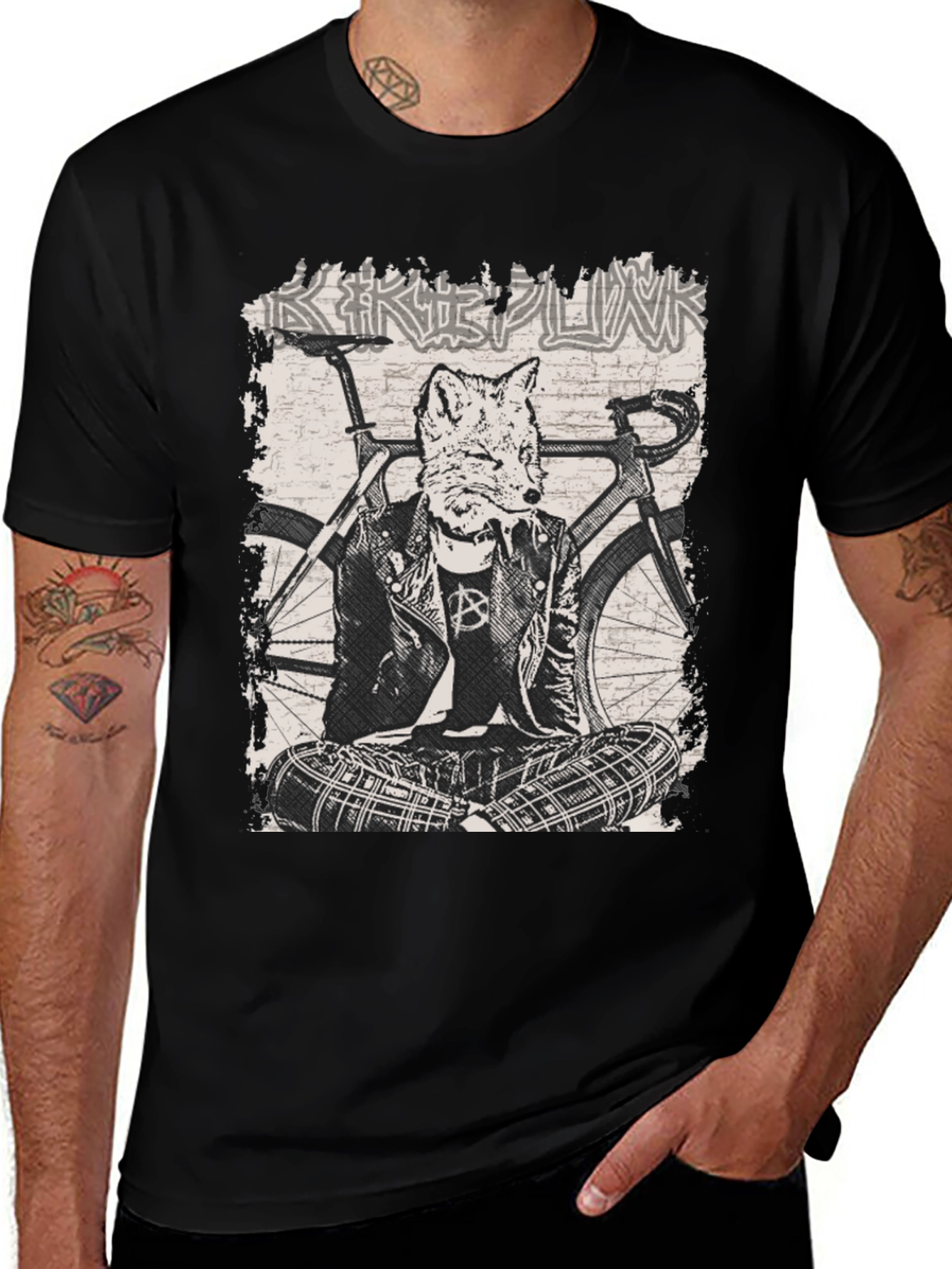 Fox Punk Biker Graphic T-Shirt