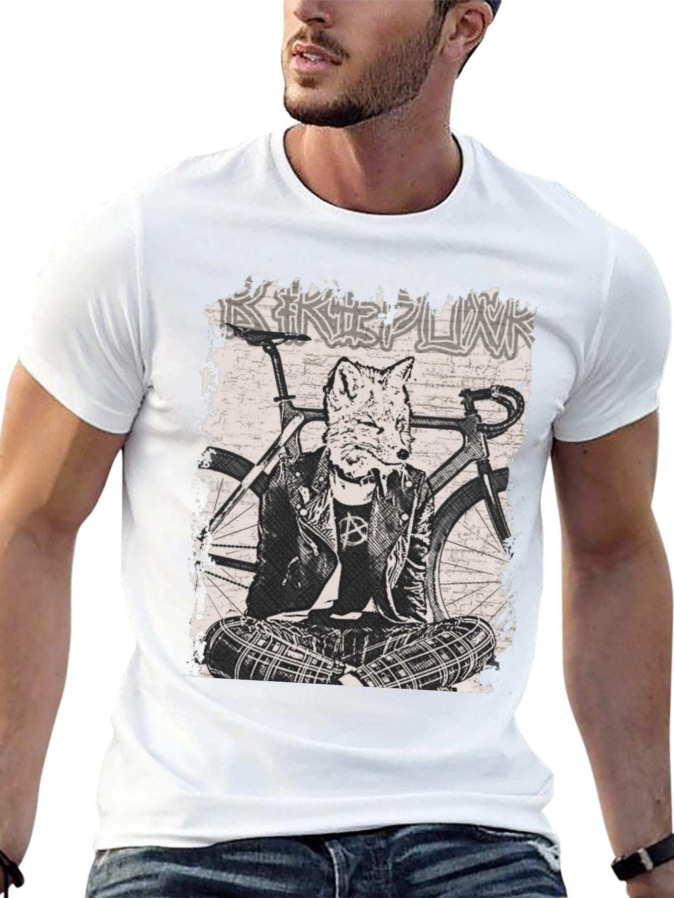 Fox Punk Biker Graphic T-Shirt