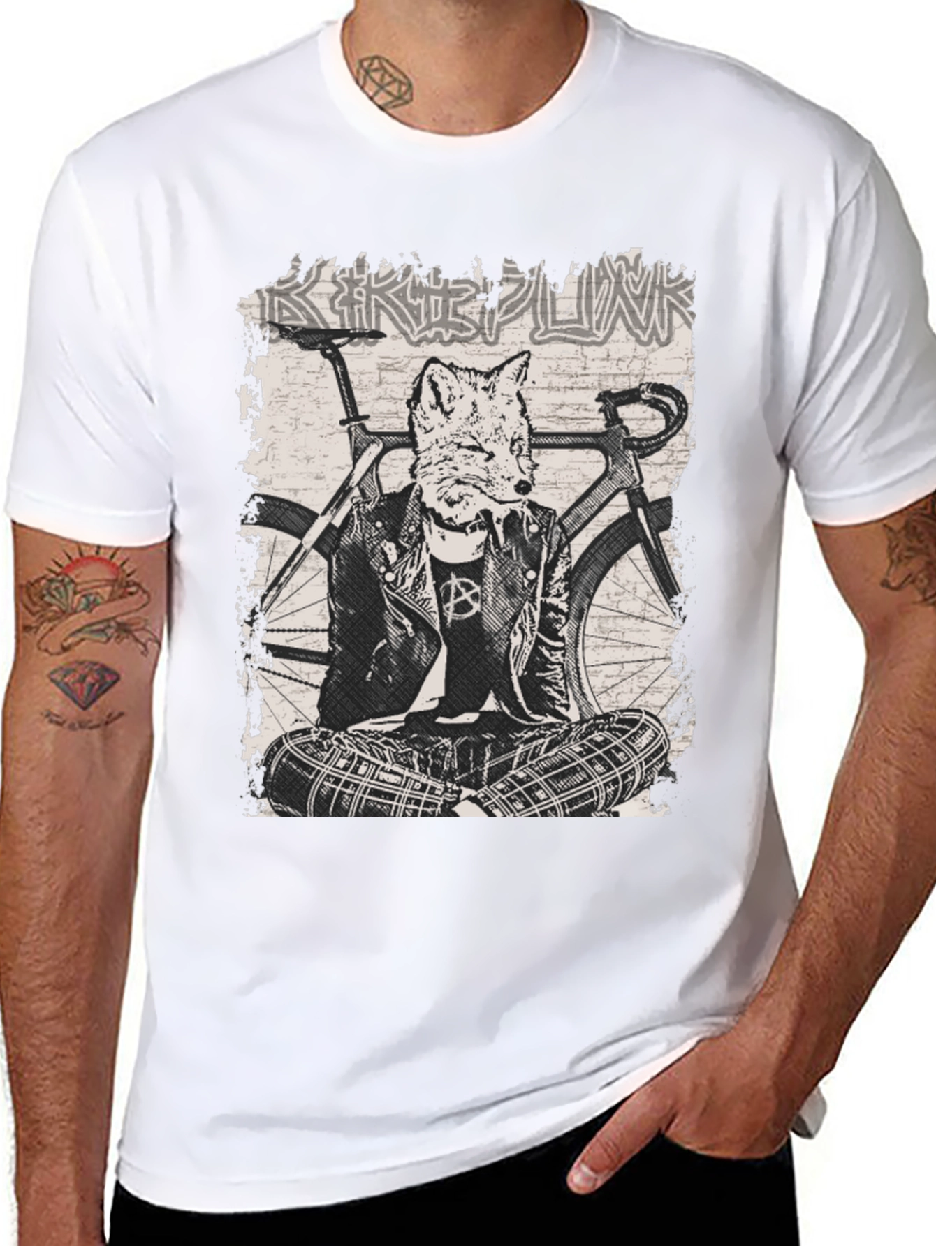 Fox Punk Biker Graphic T-Shirt