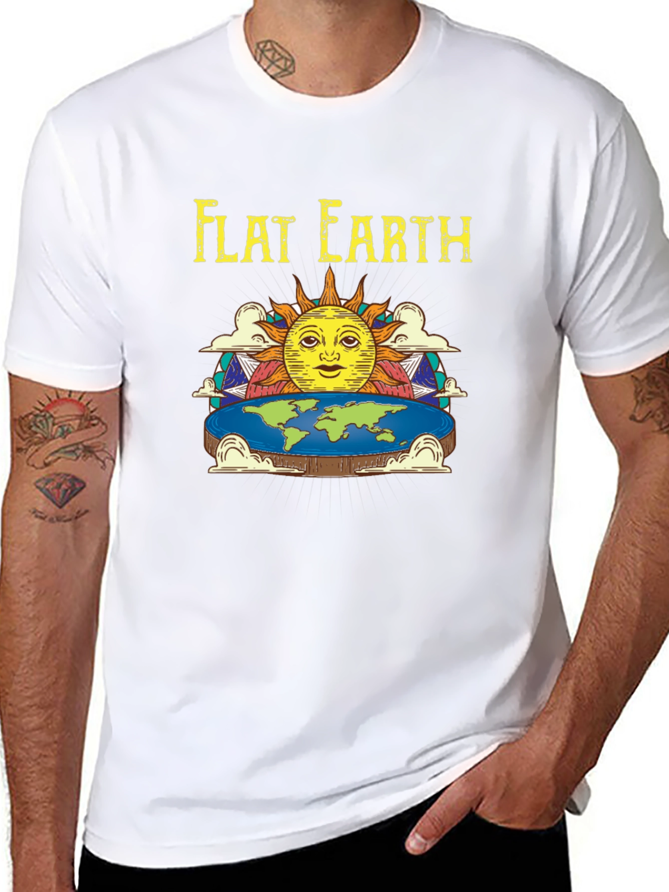 Flat Earth Graphic Tee - Statement T-Shirt