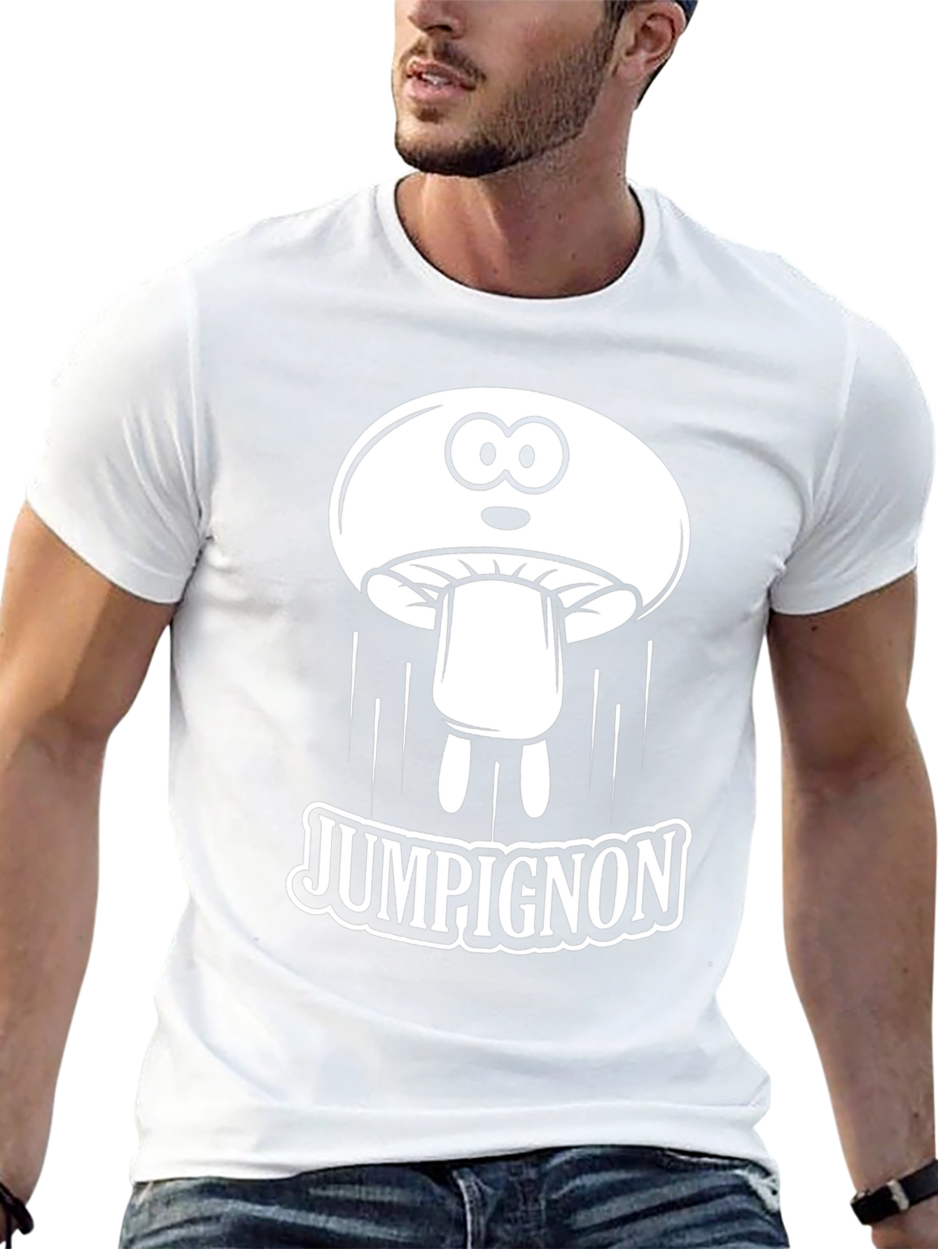JUMPiGNON Cartoon Mushroom Black T-Shirt