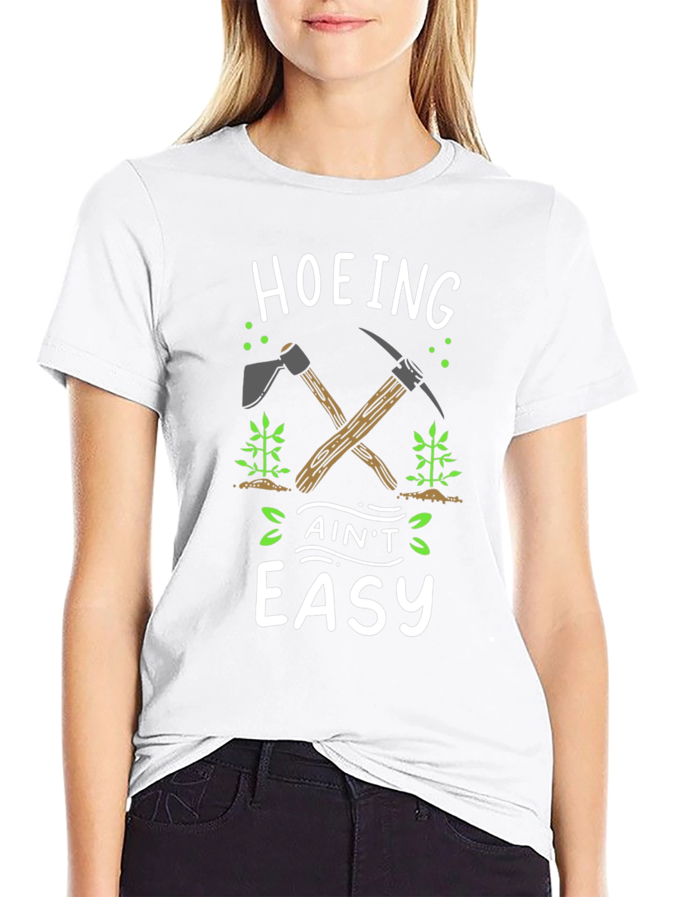 Hoeing Aint Easy Black Graphic T-Shirt