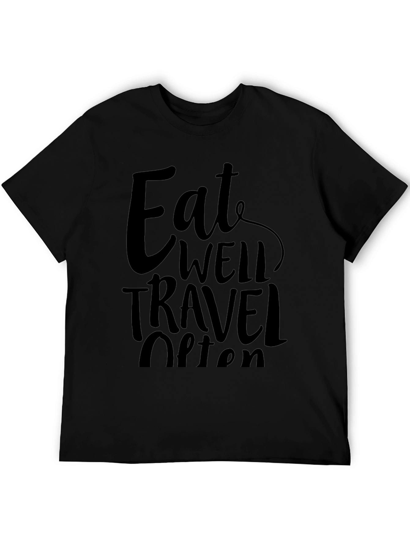 Eat Well Travel Often Black Graphic Tee Shirt
