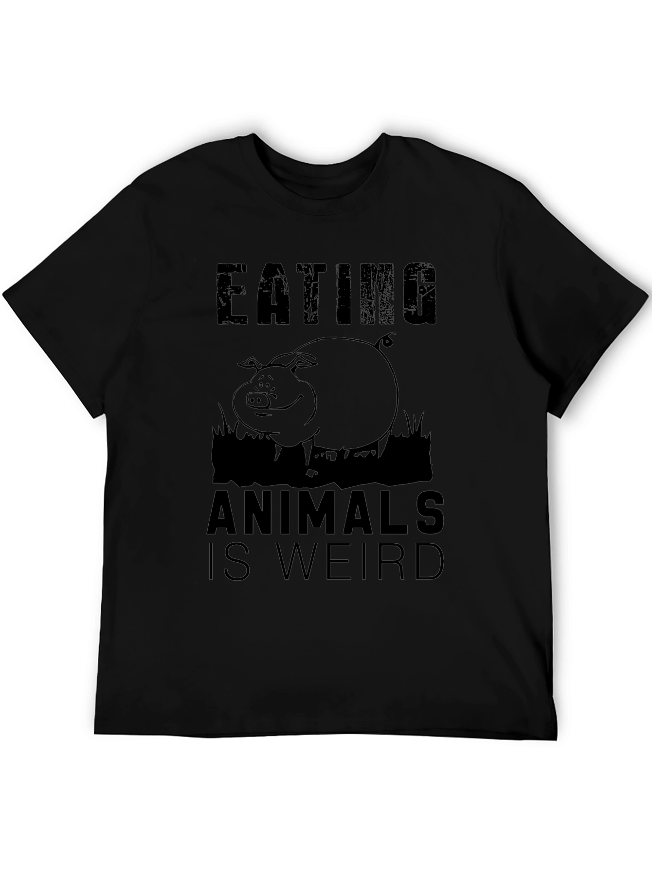 Eating Animals Is Weird Black Graphic T-Shirt