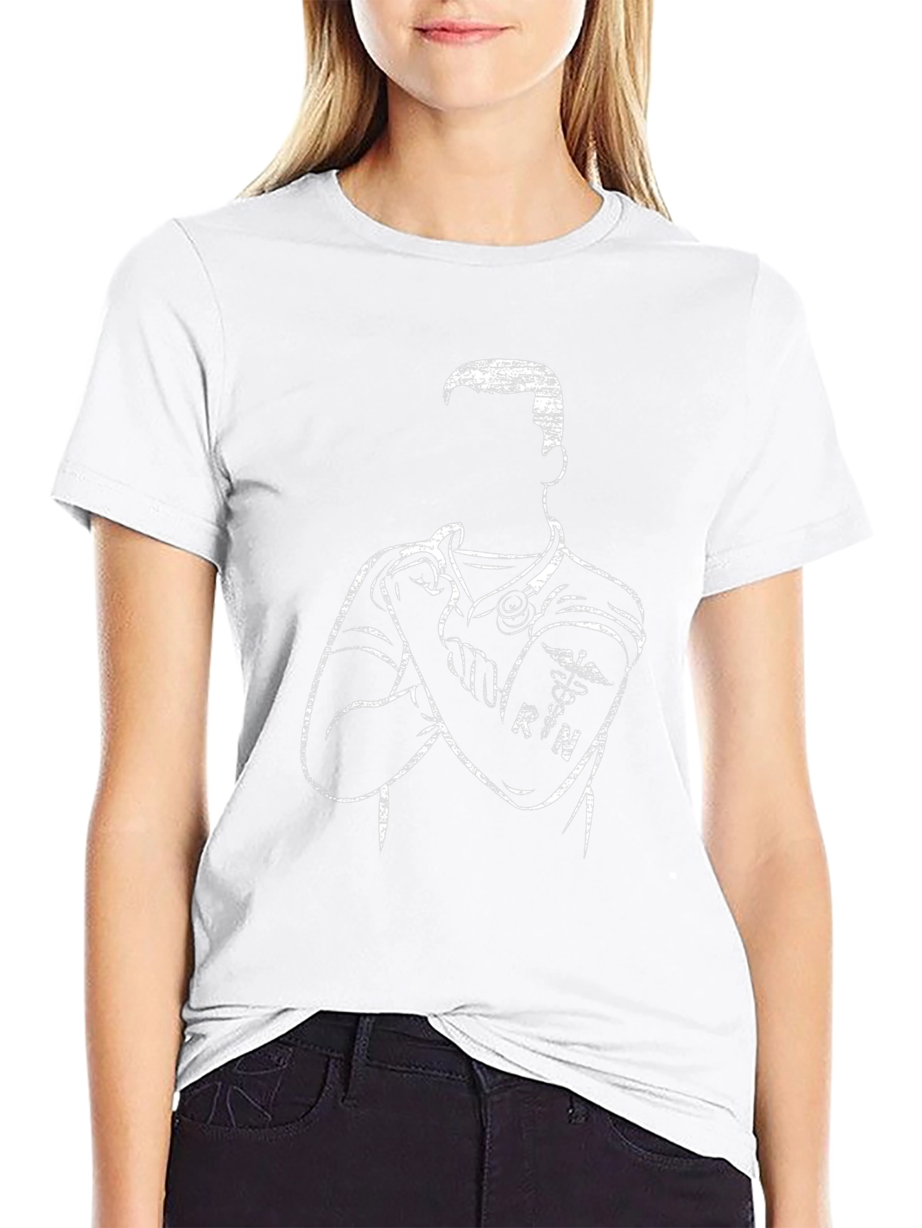 Nurse RN Silhouette Graphic T-Shirt - Black