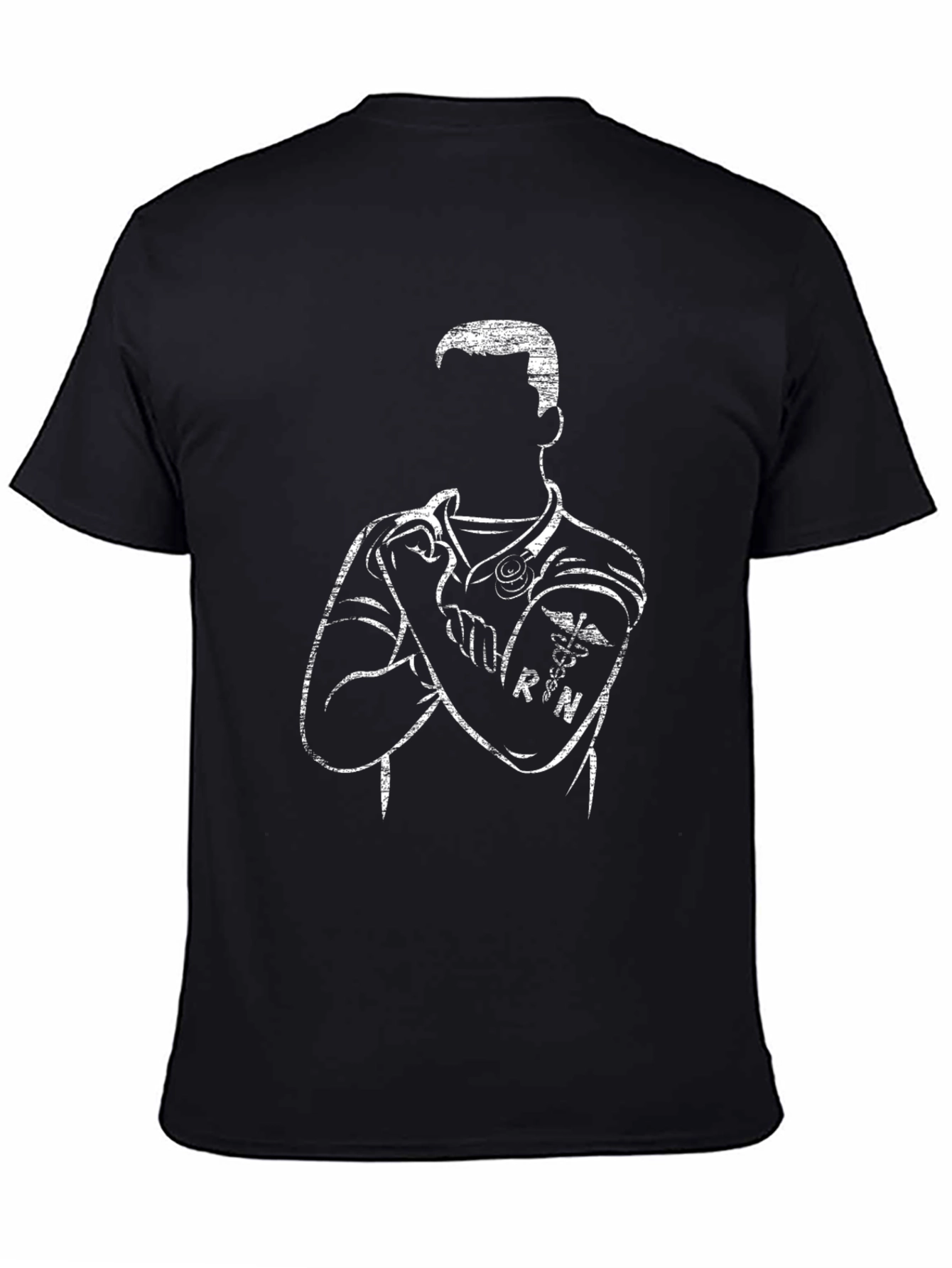 Nurse RN Silhouette Graphic T-Shirt - Black