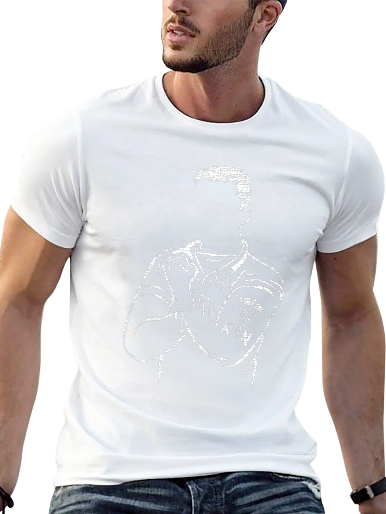 Nurse RN Silhouette Graphic T-Shirt - Black
