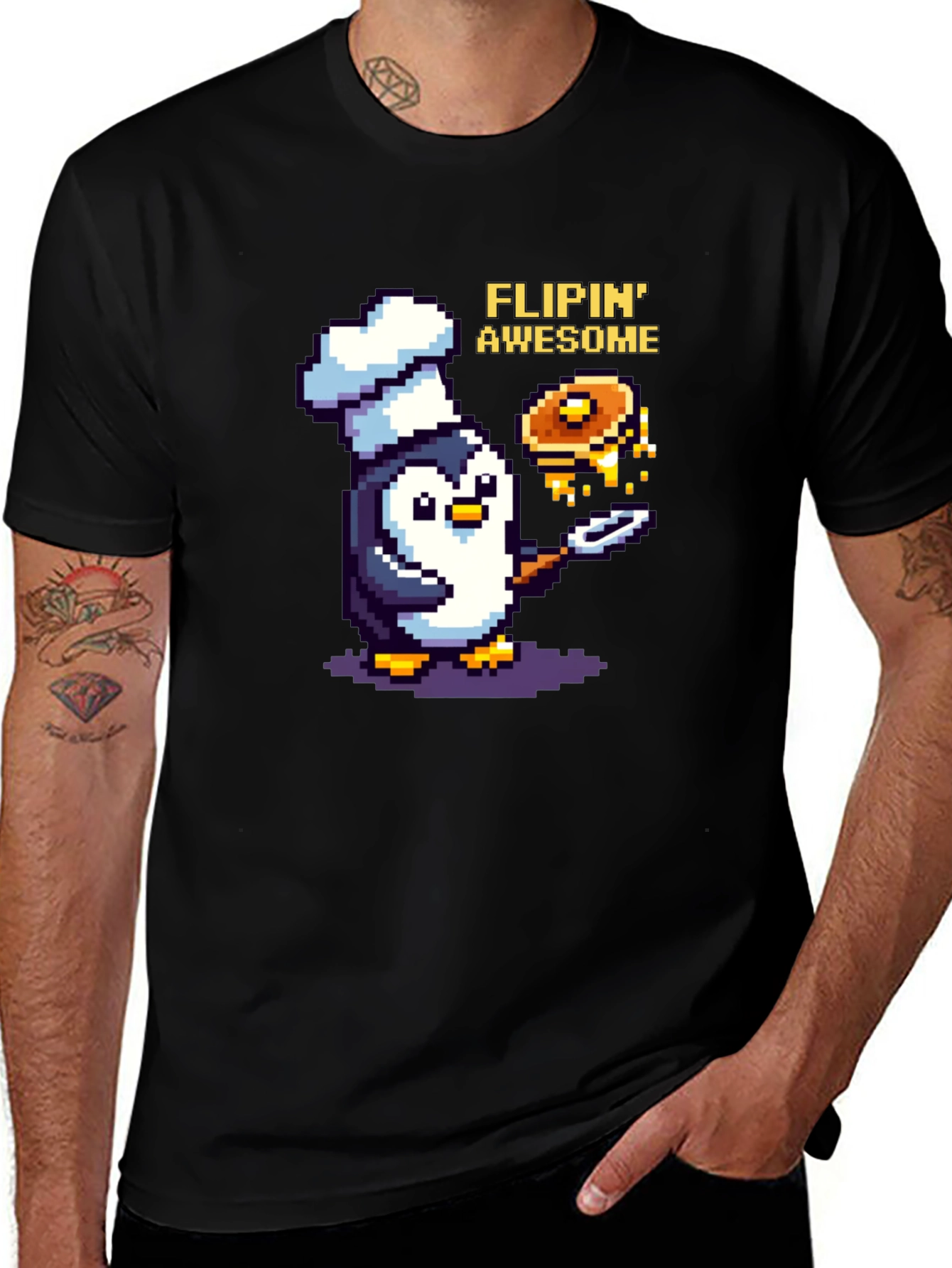Flippin Awesome Pixel Penguin Chef T-Shirt