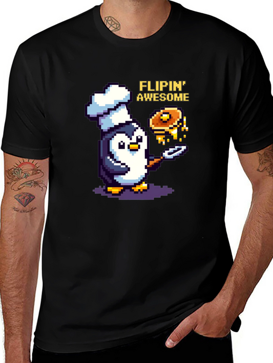Flippin Awesome Pixel Penguin Chef T-Shirt