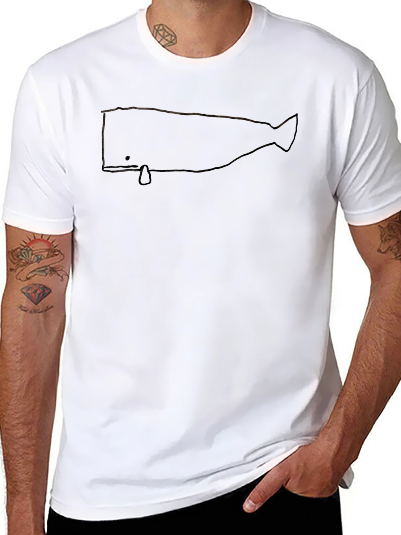 Minimalist Whale Graphic Black Tee
