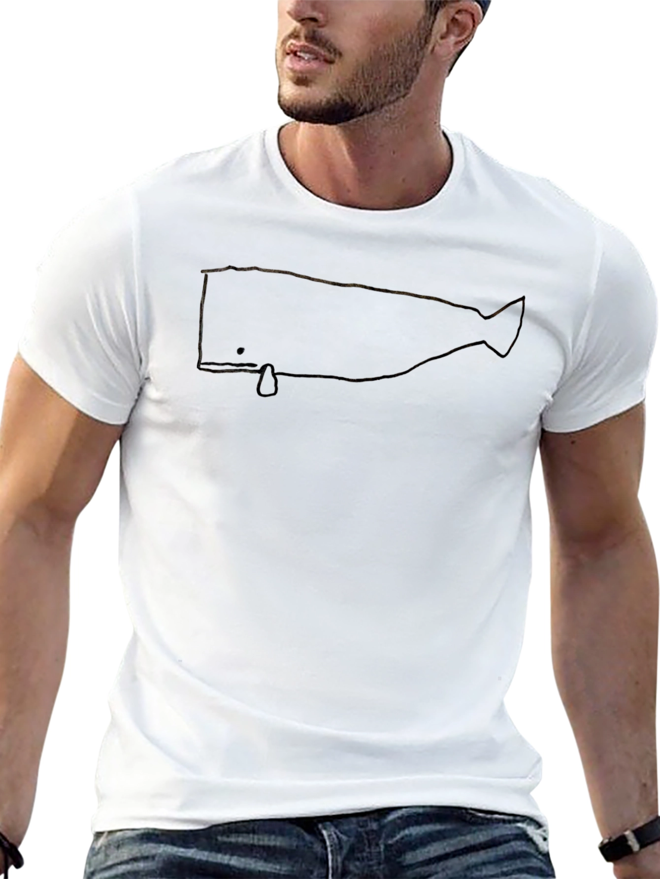 Minimalist Whale Graphic Black Tee