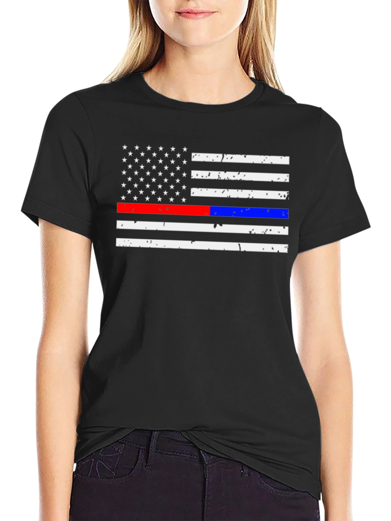 American Flag Thin Line T-Shirt