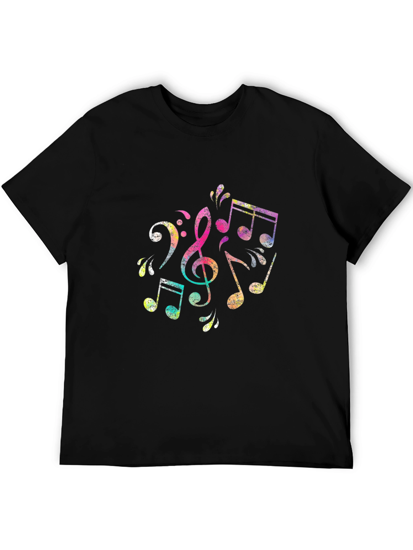 Musical Notes Graphic Black T-Shirt