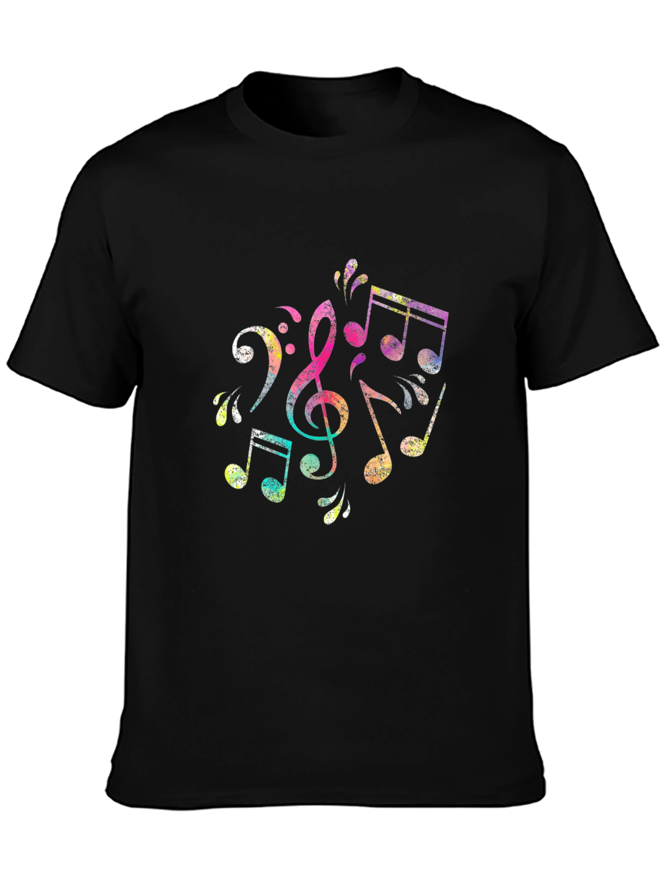 Musical Notes Graphic Black T-Shirt