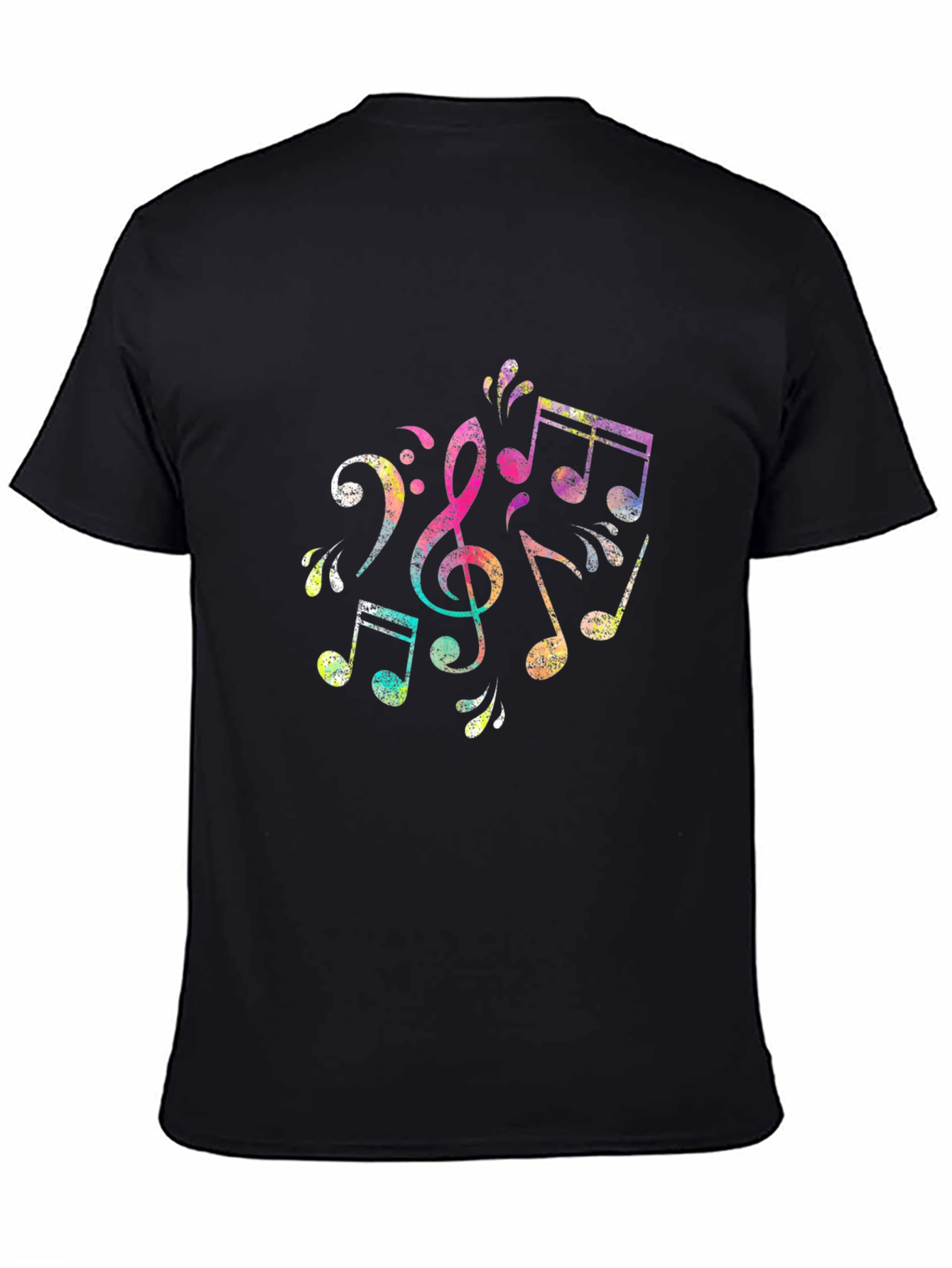 Musical Notes Graphic Black T-Shirt