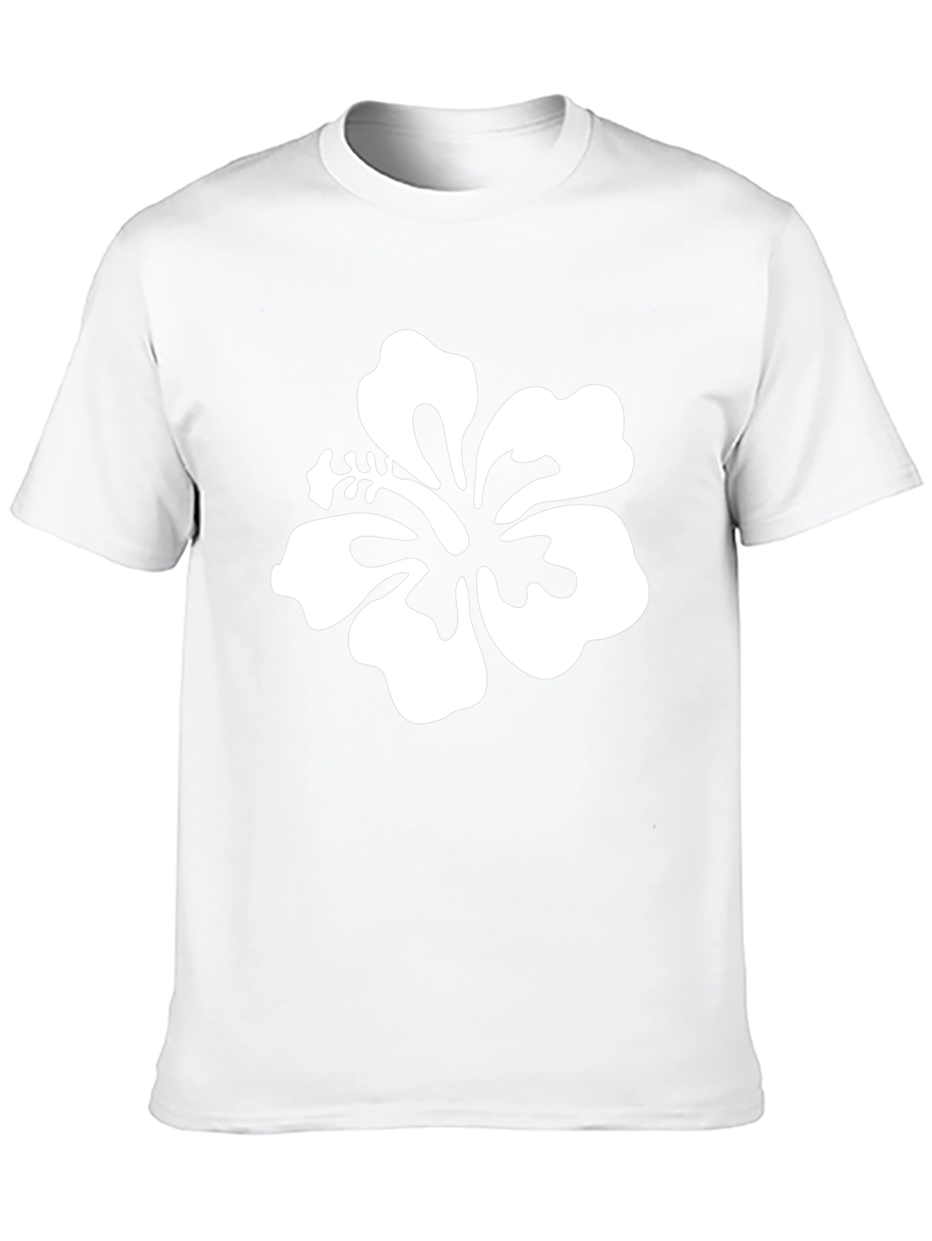 Black T-Shirt with White Hibiscus Flower Graphic