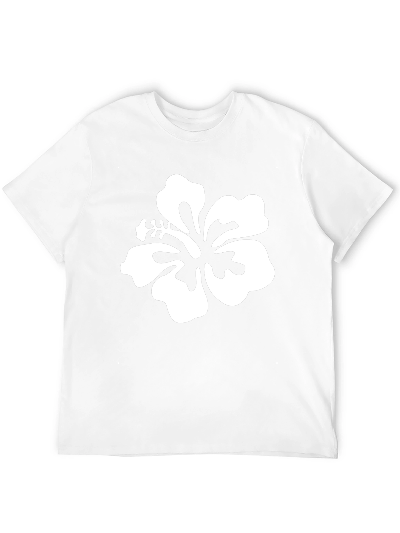 Black T-Shirt with White Hibiscus Flower Graphic