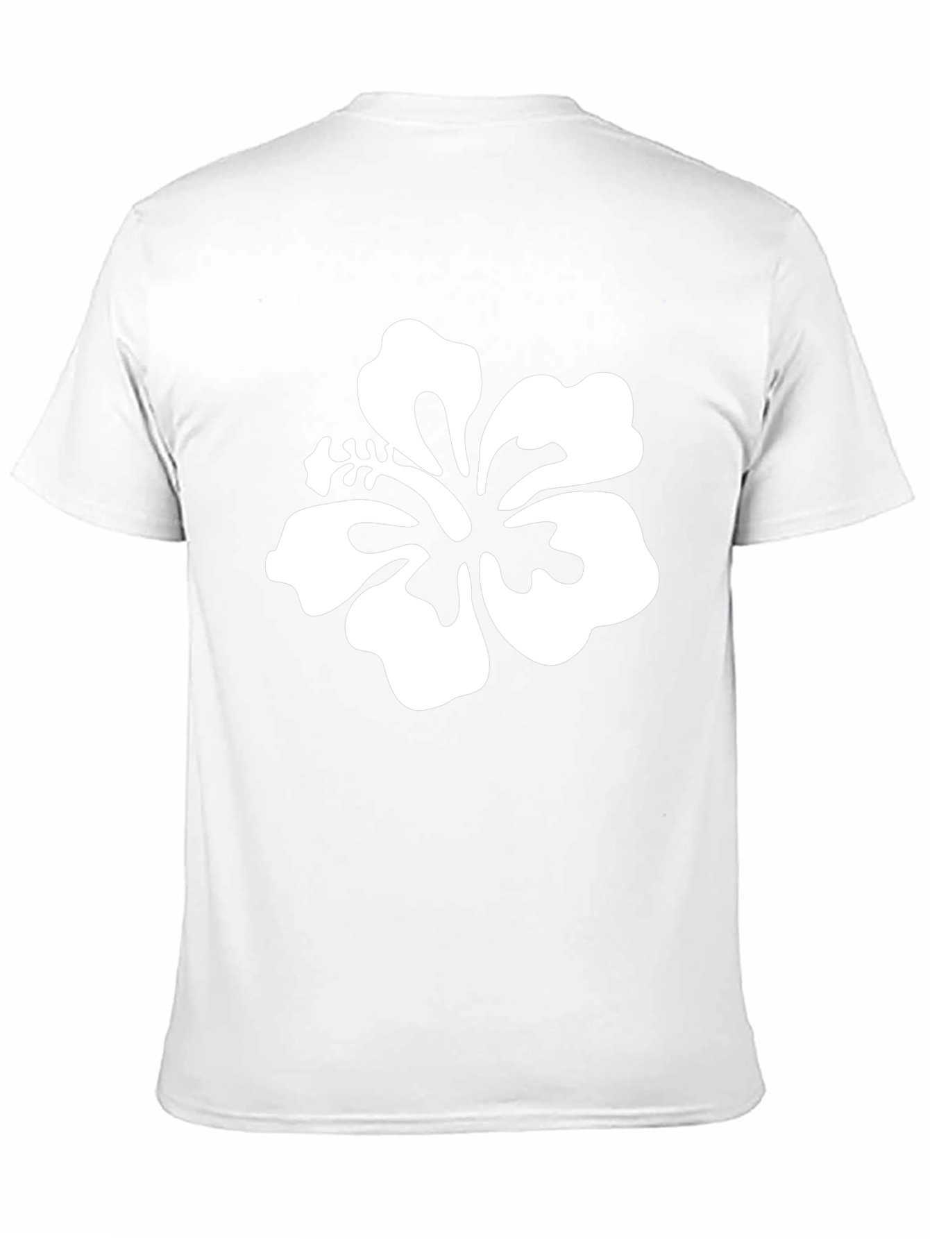Black T-Shirt with White Hibiscus Flower Graphic