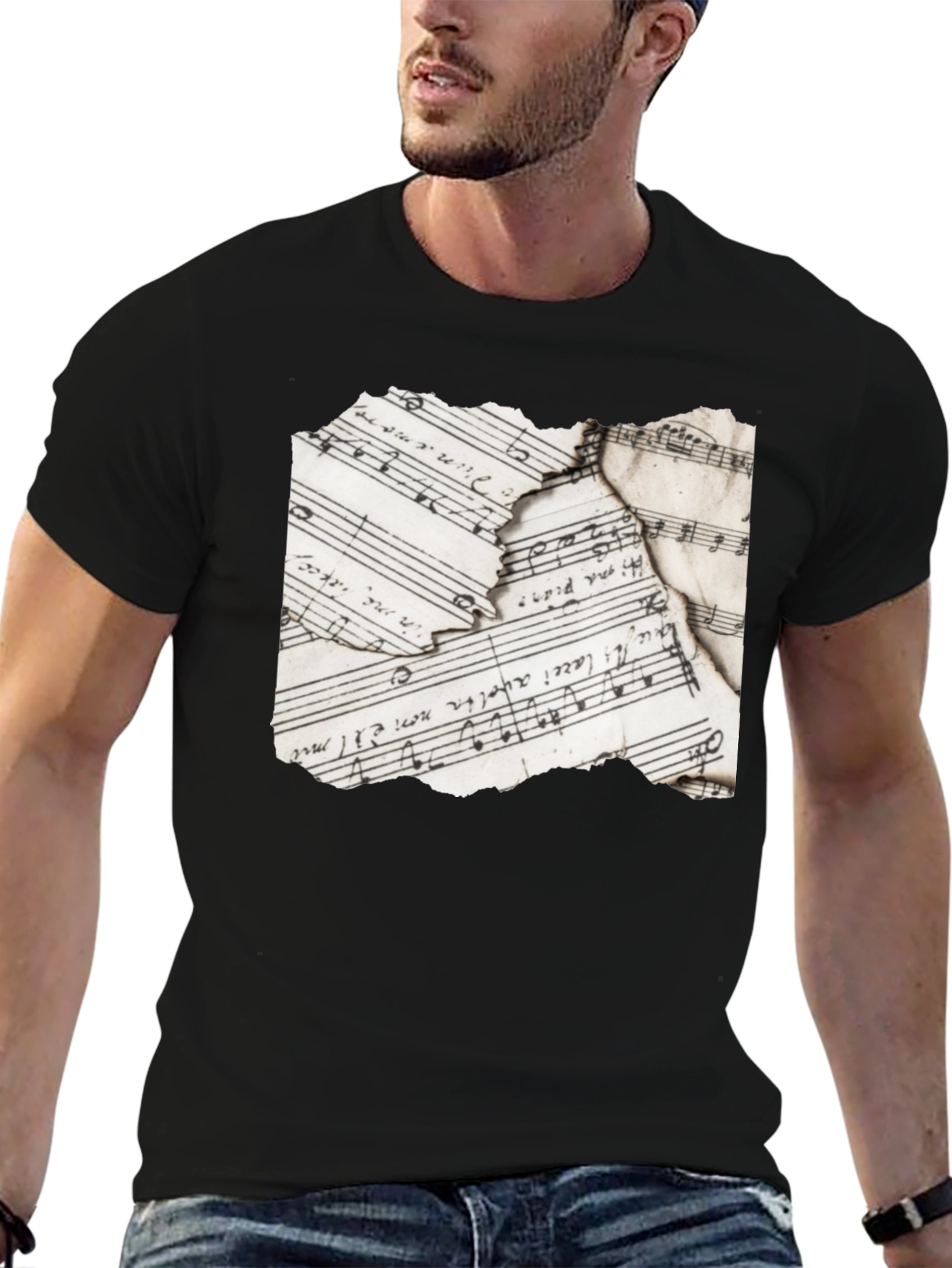 Sheet Music Graphic Black T-Shirt