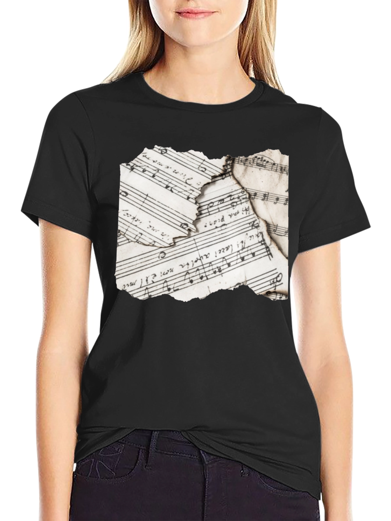 Sheet Music Graphic Black T-Shirt