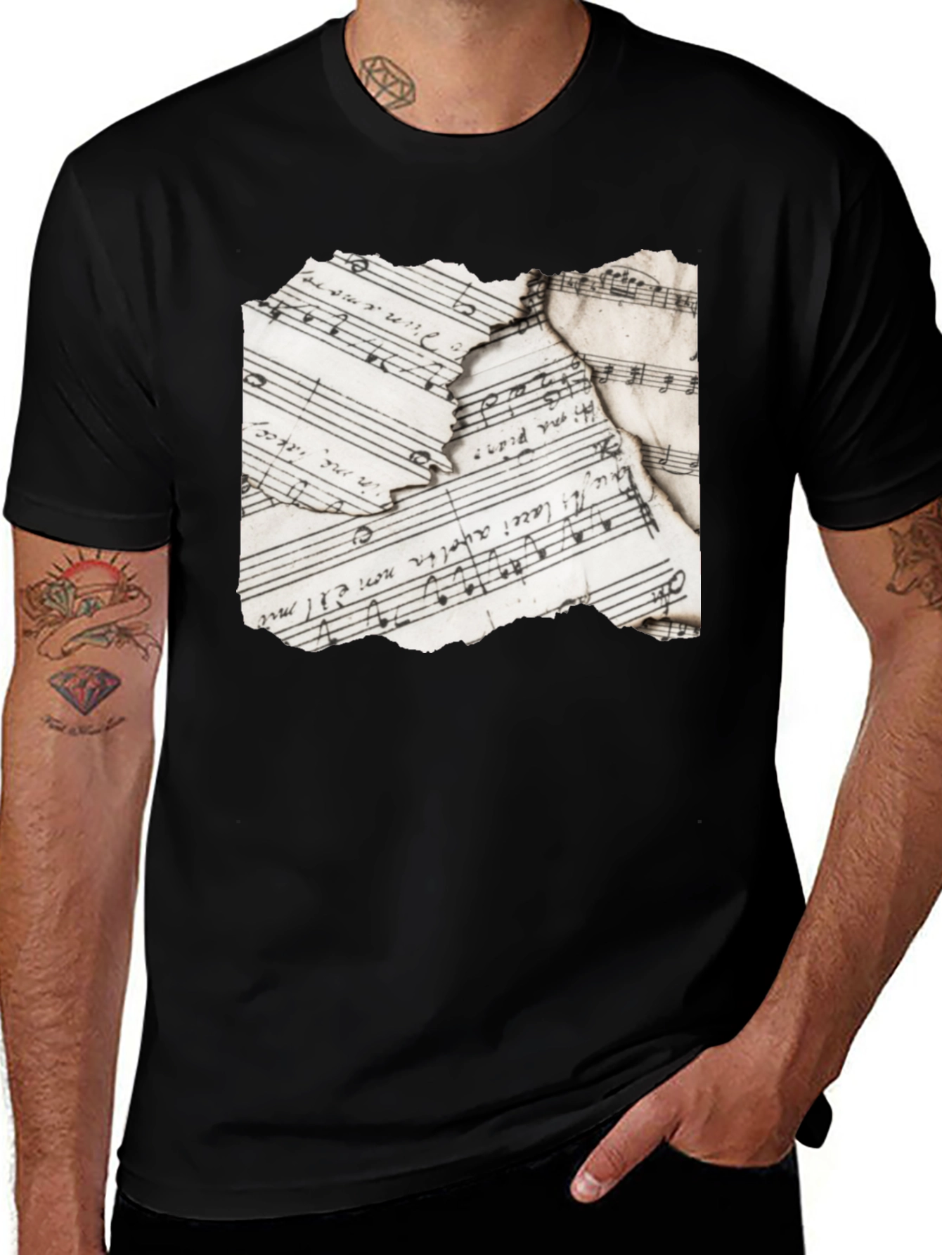 Sheet Music Graphic Black T-Shirt