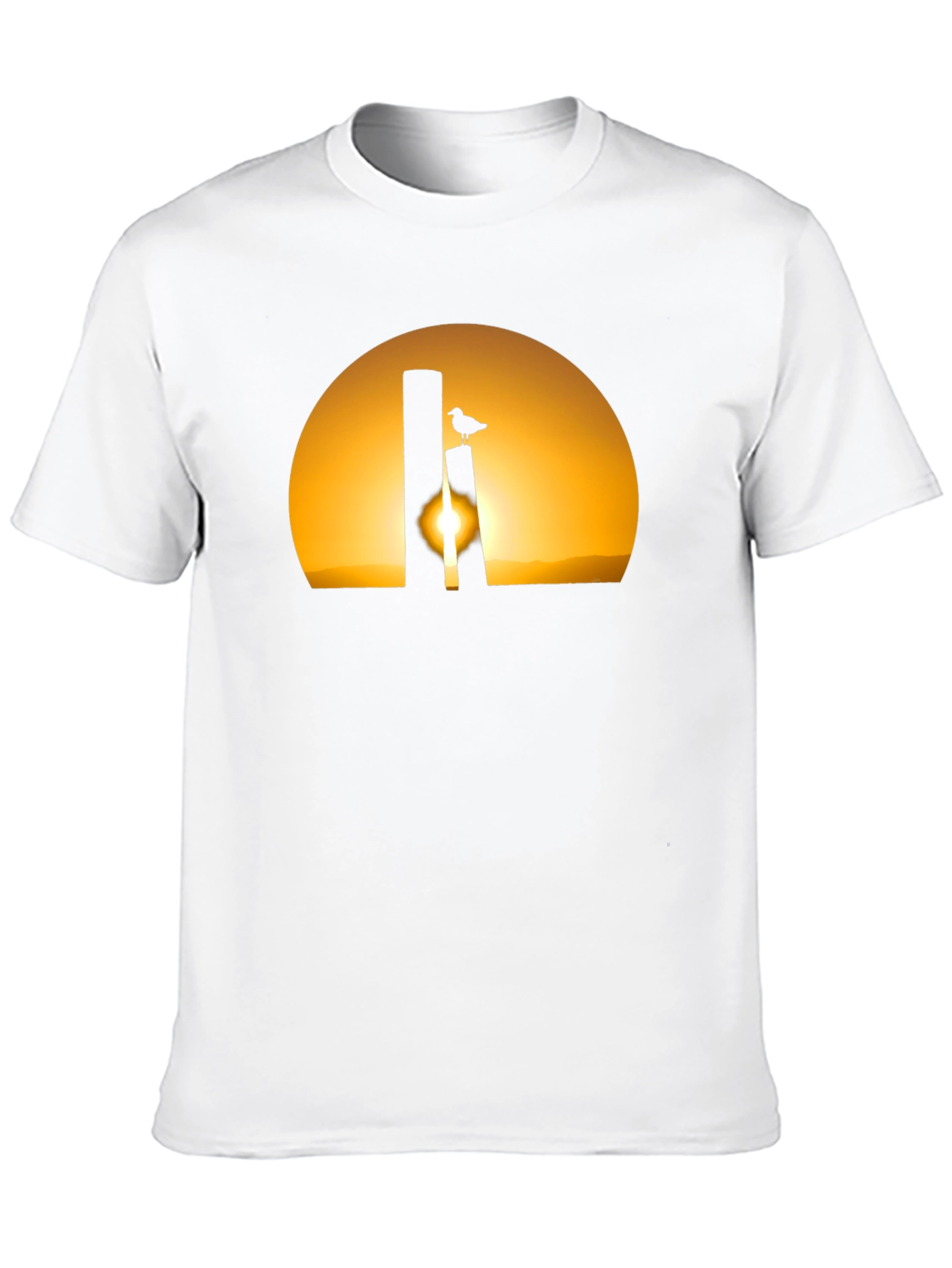 Sunset Bird Silhouette Tee - Black Cotton T-Shirt