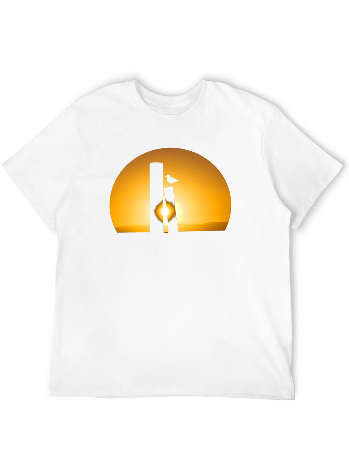 Sunset Bird Silhouette Tee - Black Cotton T-Shirt
