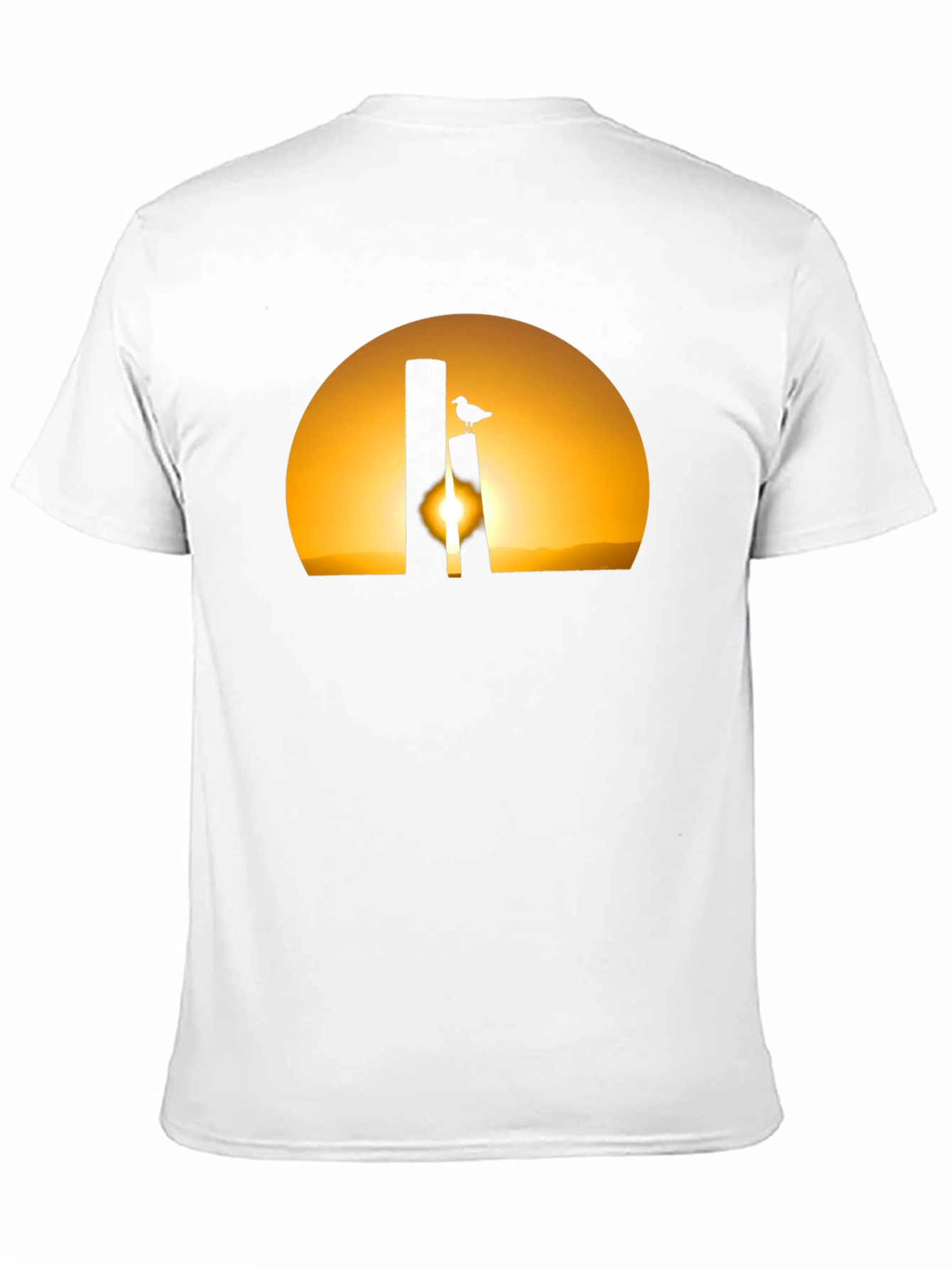 Sunset Bird Silhouette Tee - Black Cotton T-Shirt
