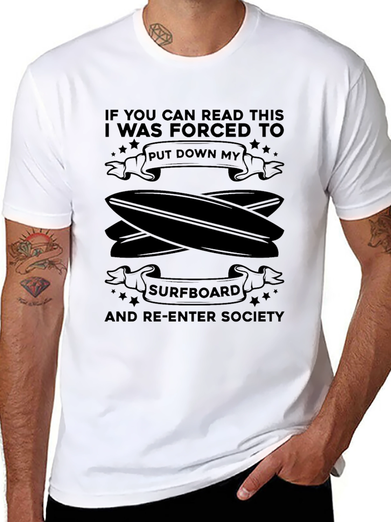Funny Surfboard T-Shirt - Re-Enter Society Tee