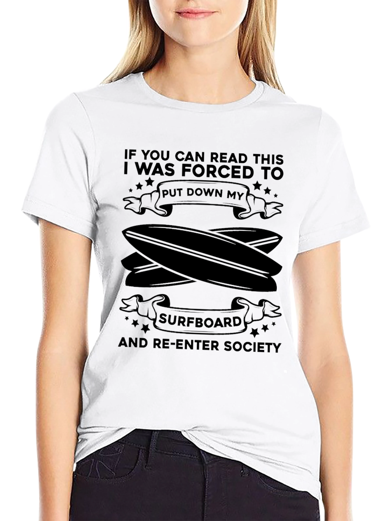 Funny Surfboard T-Shirt - Re-Enter Society Tee