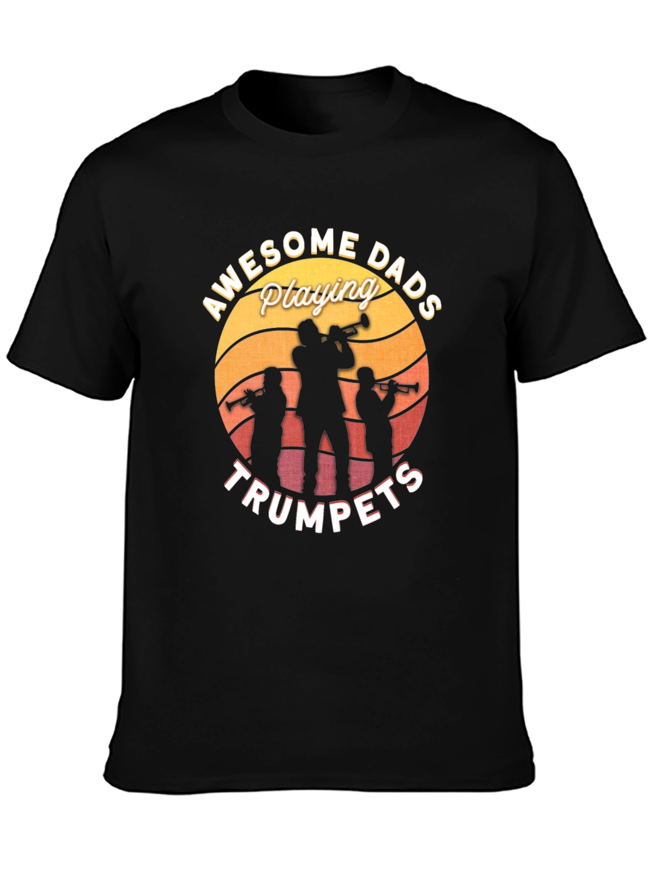 Awesome Dads Playing Trumpets Black T-Shirt